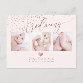 PixDezines Faux Ro Guld Confetti/Birth Announce Meddelande Vykort
