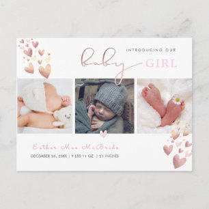 PixDezines Faux Ro Guld Hearts vykort