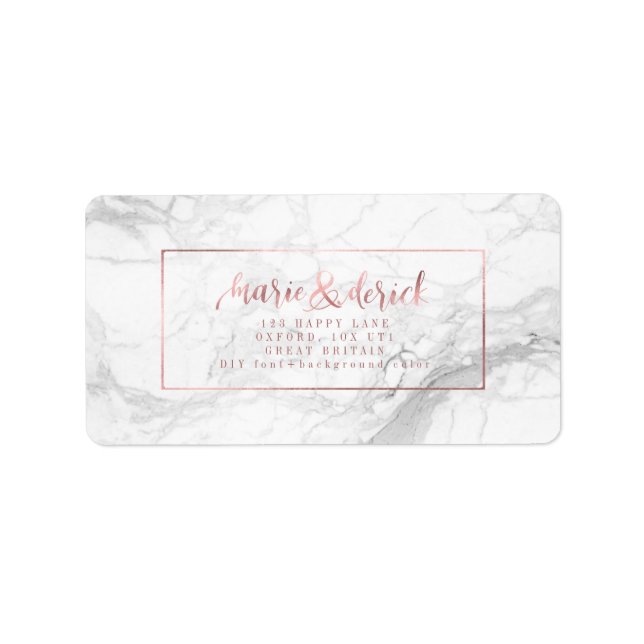 PixDezines Faux Ro Guld+Marble+DIY-bakgrund Adressetikett (Framsidan)