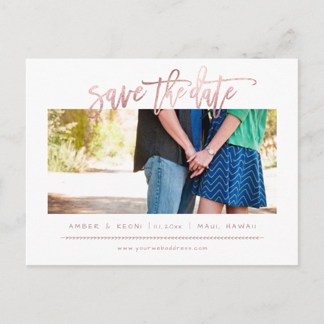 PixDezines Faux Ro Guld Modern penselskript Meddelande Vykort (Framsida)