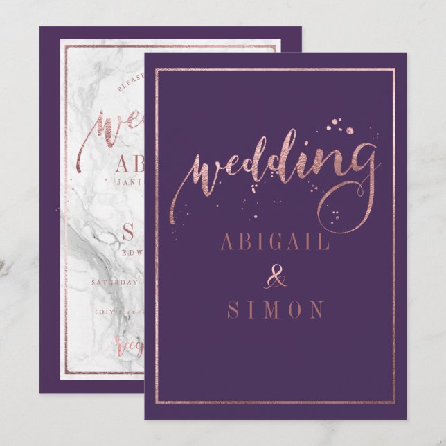 PixDezines Faux Ro Guld-skript/DIY Färg Inbjudningar (Fram/baksida)