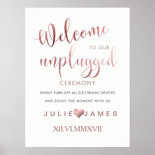 PixDezines Faux Ro Guld/#UNPLUGGED Poster (Framsidan)