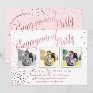 PixDezines Faux Rose Gold Confetti Engagement-del Inbjudningar