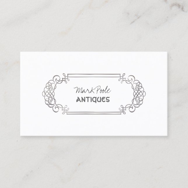 PixDezines faux silver antique scrolls/diy färg Visitkort (Framsida)