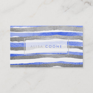 PixDezines faux silver+blue foil rand Visitkort
