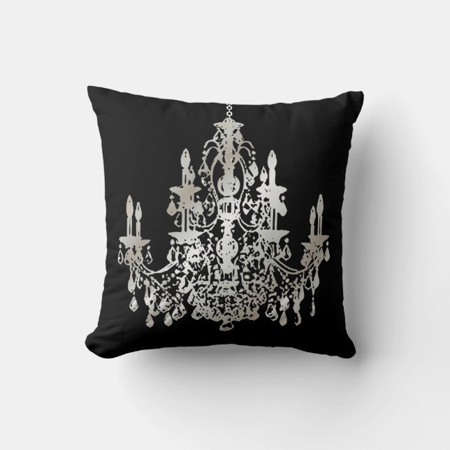 PixDezines faux silver/chandeliers/DIY-bakgrund Kudde (Framsida)
