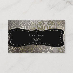 PixDezines faux silver flora damm/dyy färg Visitkort