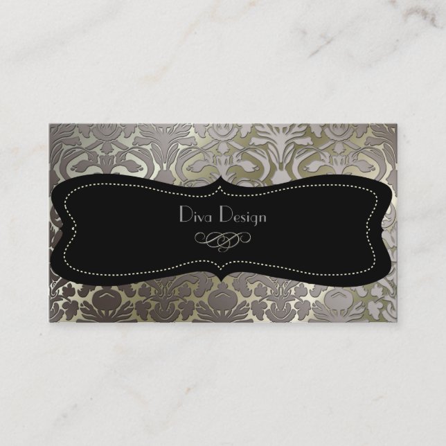 PixDezines faux silver flora damm/dyy färg Visitkort (Framsida)