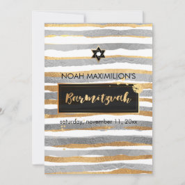 PixDezines faux silver/guld/rand pub mitzvah Inbjudningar