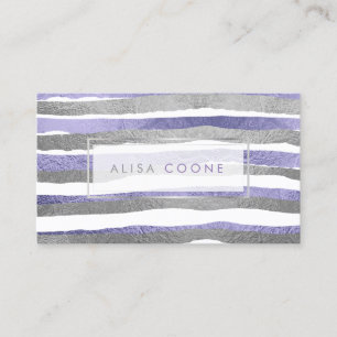 PixDezines faux silver+lila foil rand Visitkort