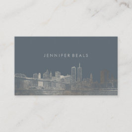 PixDezines Faux Silver NYC Skyline/DIY-bakgrund Visitkort