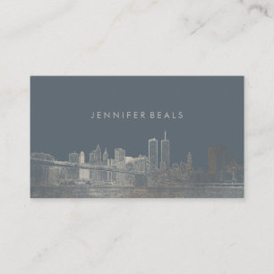 PixDezines Faux Silver NYC Skyline/DIY-bakgrund Visitkort