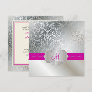 PixDezines FAUX SILVER ÖNSKAR DAMASK/DIY FÄRG Inbjudningar