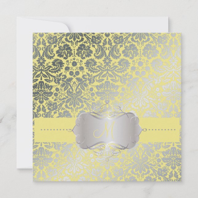 PixDezines FAUX SILVER ÖNSKEMÅL/DIY bakgrund/citro Inbjudningar (Framsida)