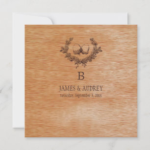PixDezines faux wood veneer+acorns Inbjudningar