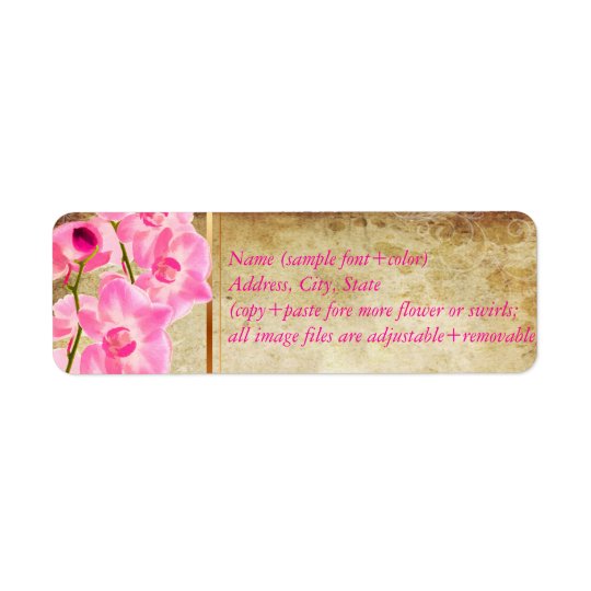 PixDezines fauxparchment/rosa konaorchid Returadress Etikett
