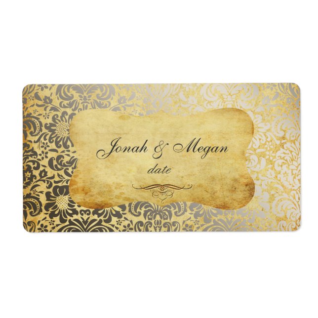 PixDezines Felina, Faux Silver Fidora Damask Fraktsedel (Framsidan)