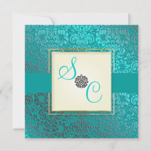 PixDezines Fidora Blue+Teal Vintage Inbjudningar