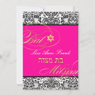 PixDezines Fidora Damask, Bat mitzvah/ DIY färg Inbjudningar