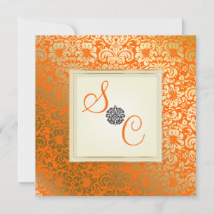 PixDezines Fidora en Oro Vintage Damask Inbjudningar
