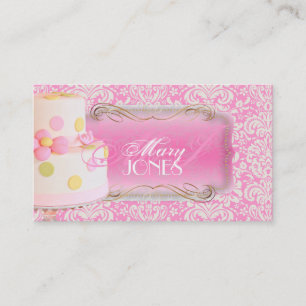PixDezines Fidora Vintage Damask, Bröllop Cake Visitkort