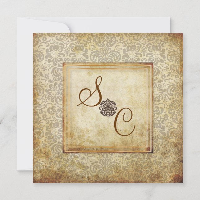PixDezines Fidora, Vintage Damask Inbjudningar (Framsida)