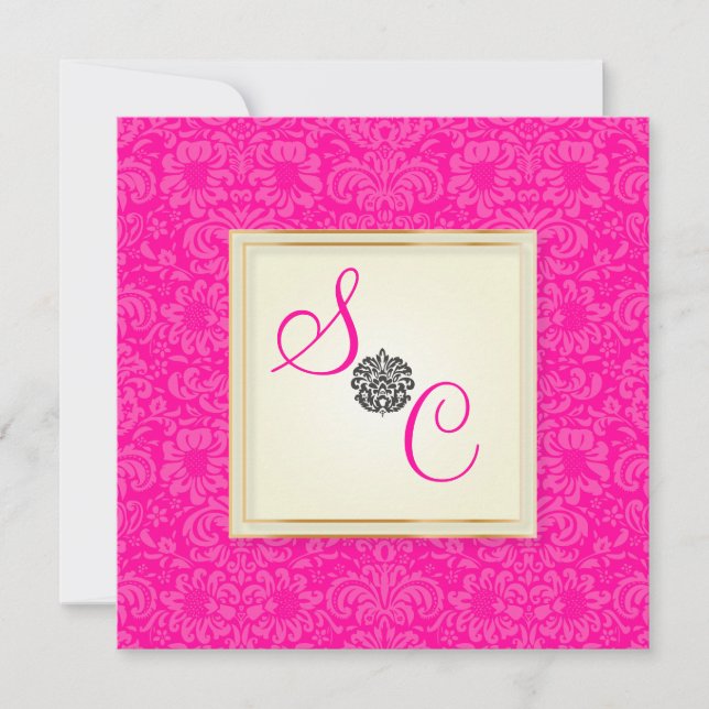 PixDezines Fidora Vintage Damask Inbjudningar (Framsida)