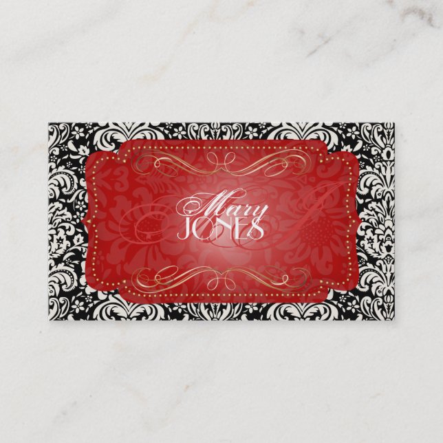 PixDezines Fidora Vintage Damask Visitkort (Framsida)