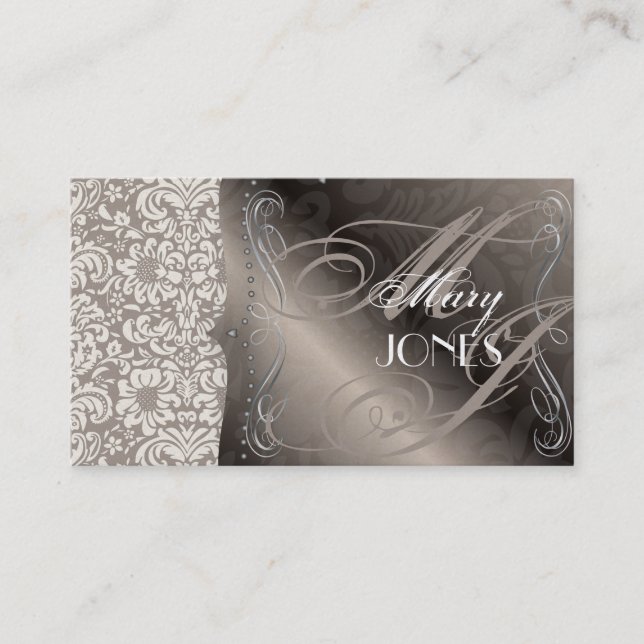 PixDezines Fidora Vintage Damask Visitkort (Framsida)