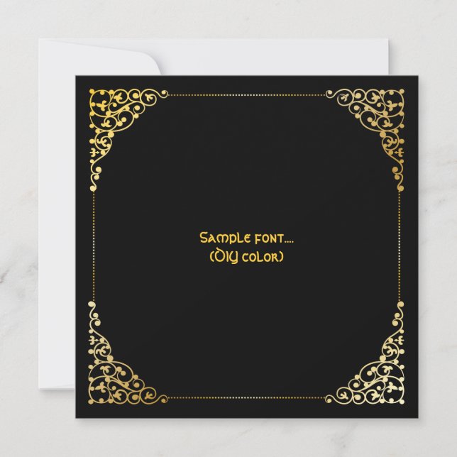 PixDezines filigree ram/faux guld/diy färg Inbjudningar (Framsida)