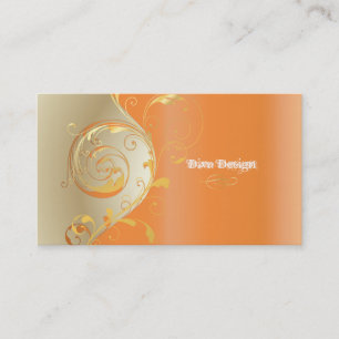 PixDezines Filigree+swirls/guld+orange/DIY Visitkort