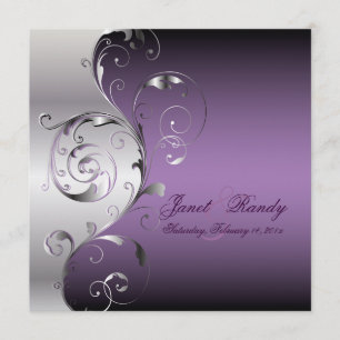 PixDezines Filigree+swirls/silver+lavender Inbjudningar