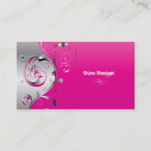 PixDezines Filigree+virvlar/silver+varm rosa Visitkort