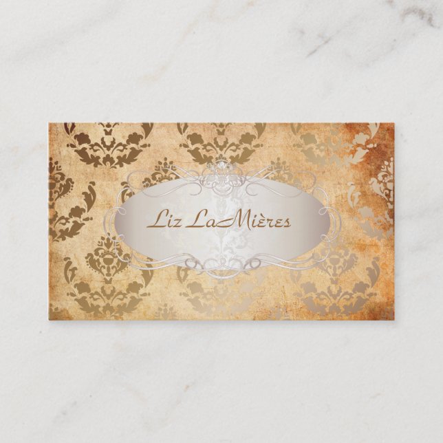 PixDezines firenze damask/faux parchment Visitkort (Framsida)