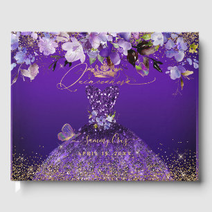 PixDezines Fjärilar Quinceanera, Mörklila Gästböcker