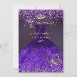 PixDezines Fjärilar Quinceanera, Ultra Violett Inbjudningar
