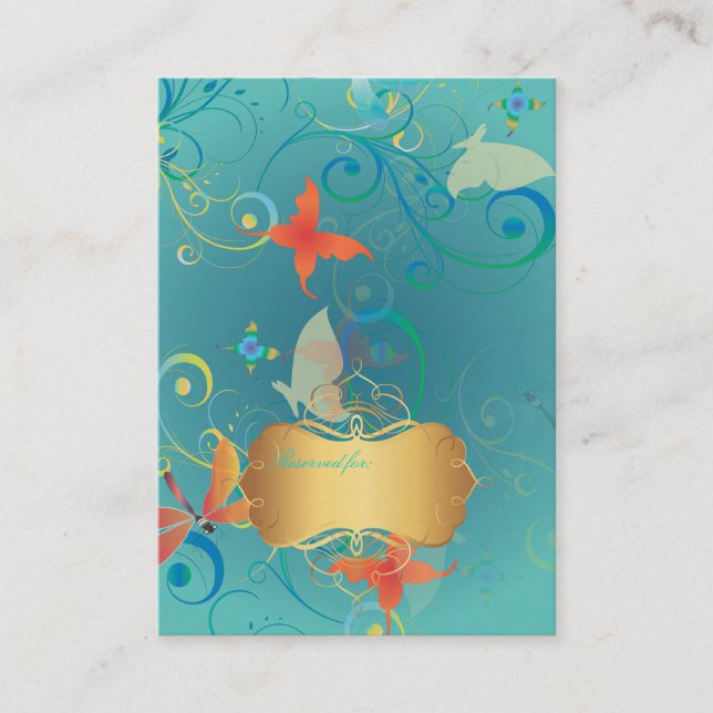 PixDezines fjärilar + trollsländor, platskort Placeringskort (Framsida)