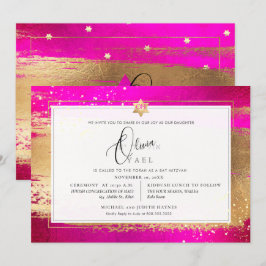 PixDezines FLASHY ROSA GULD BRUSHSTROKE Mitzvah Inbjudningar