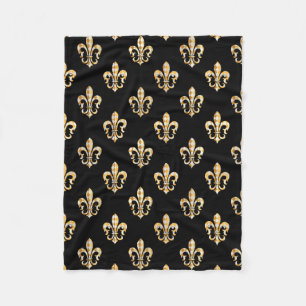 PixDezines fleur de lis/black/guld Fleecefilt
