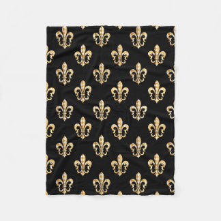 PixDezines fleur de lis/black/guld Fleecefilt