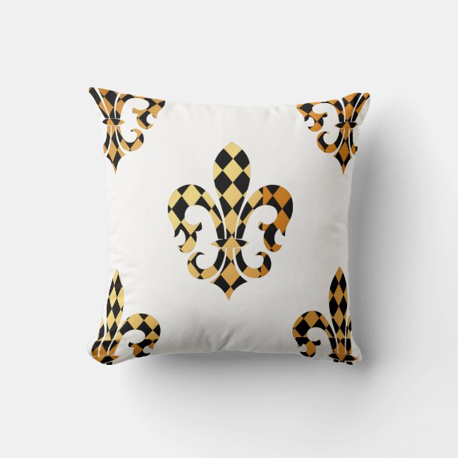 PixDezines fleur de lis/guld/black/DIYbackground Kudde (Framsida)