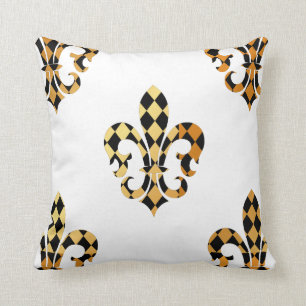 PixDezines fleur de lis/guld/black/DIYbackground Kudde
