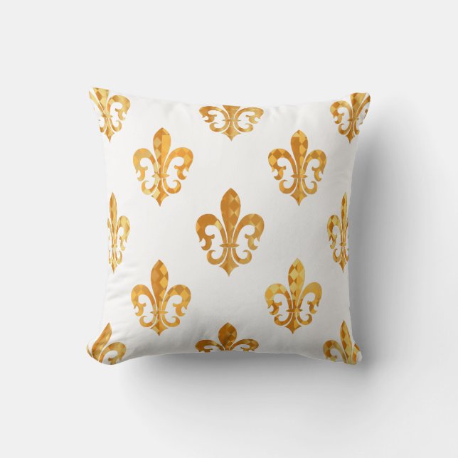 PixDezines fleur de lis/guld/svart/DIY-bakgrund Kudde (Framsida)