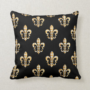 PixDezines fleur de lis/guld/white/DIYbackground Kudde