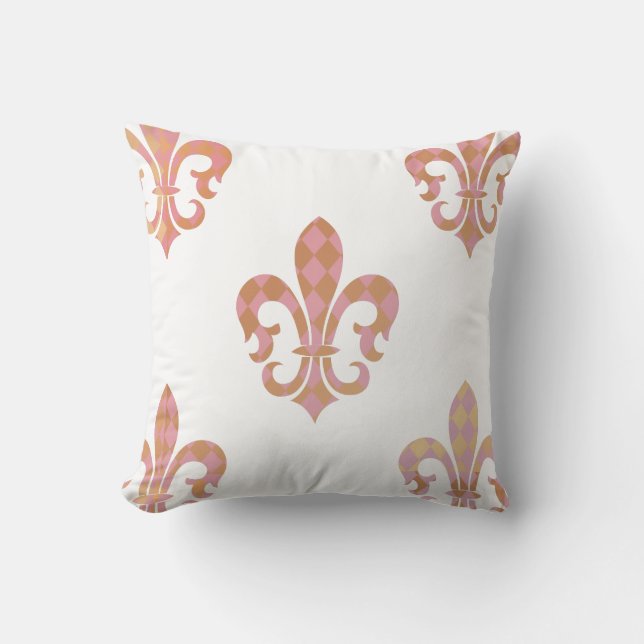 PixDezines fleur de lis/rosa/guld/DIYbackground Kudde (Framsida)