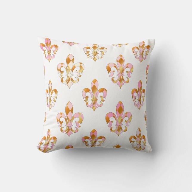PixDezines fleur de lis/rosa/guld/DIYbakgrund Kudde (Framsida)