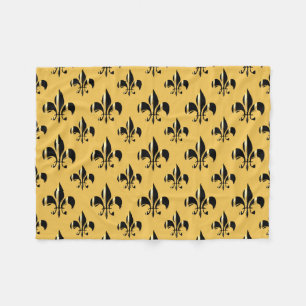 PixDezines fleur de lis/svart/guld Fleecefilt