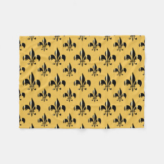 PixDezines fleur de lis/svart/guld Fleecefilt