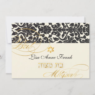 PixDezines Flora Damask, Bat mitzvah/ DIY färg Inbjudningar