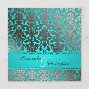 PixDezines Flora Damask-bröllopsinbjudningar Inbjudningar